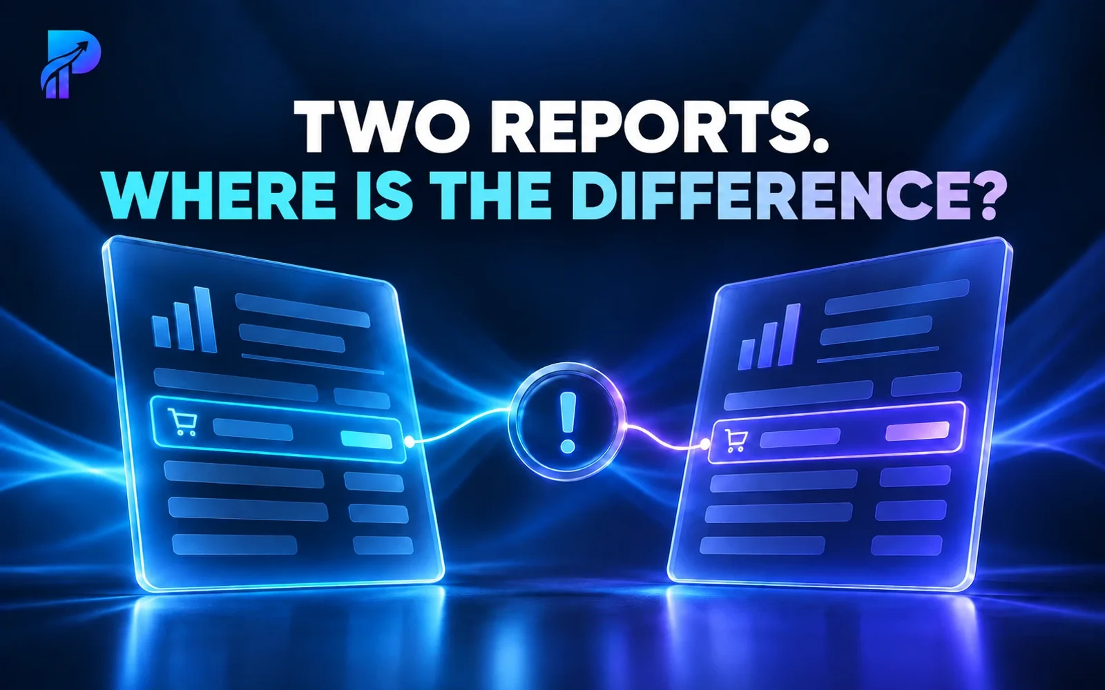 ProfitVena: two financial reports connected by a highlighted discrepancy