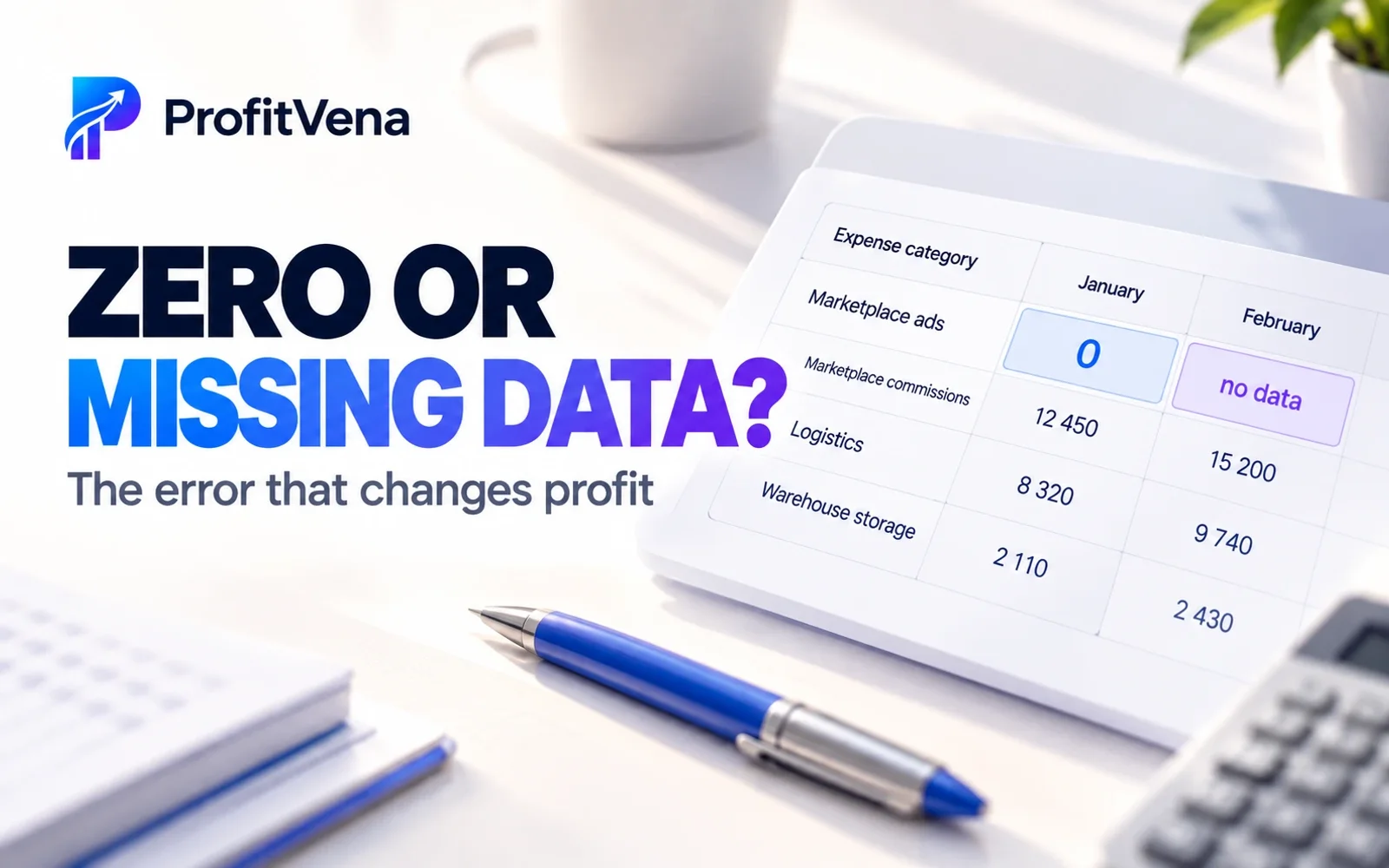ProfitVena: confirmed zero and missing advertising expense data in a report