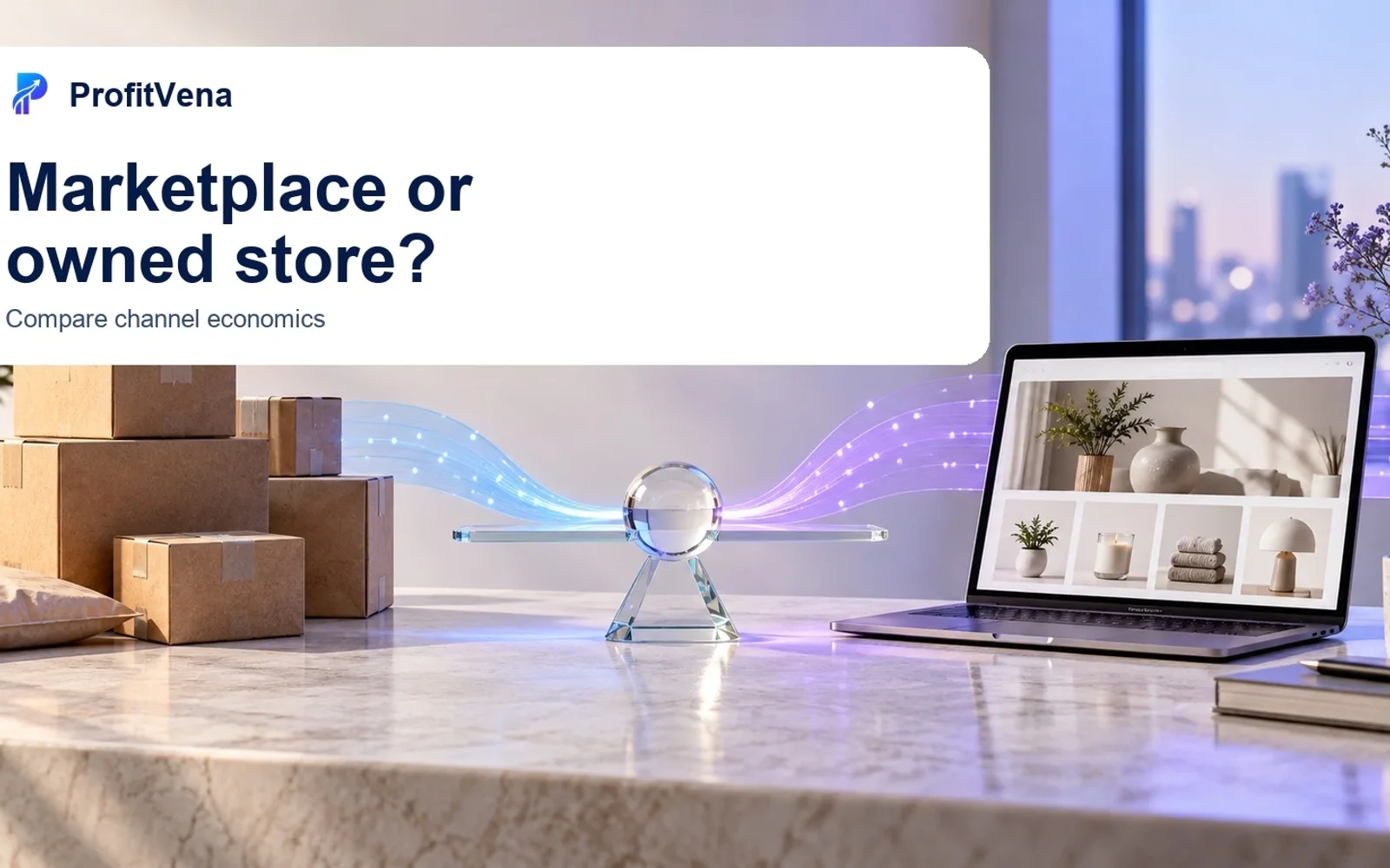 ProfitVena visual comparing marketplace parcels with an independent online storefront.