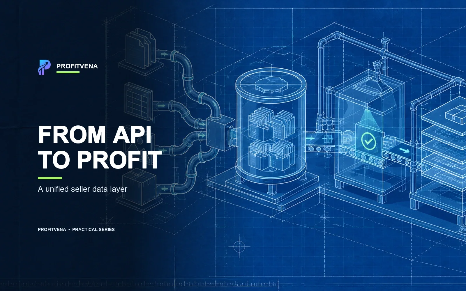 Seller data flows from APIs and files through quality controls to profit and a management decision